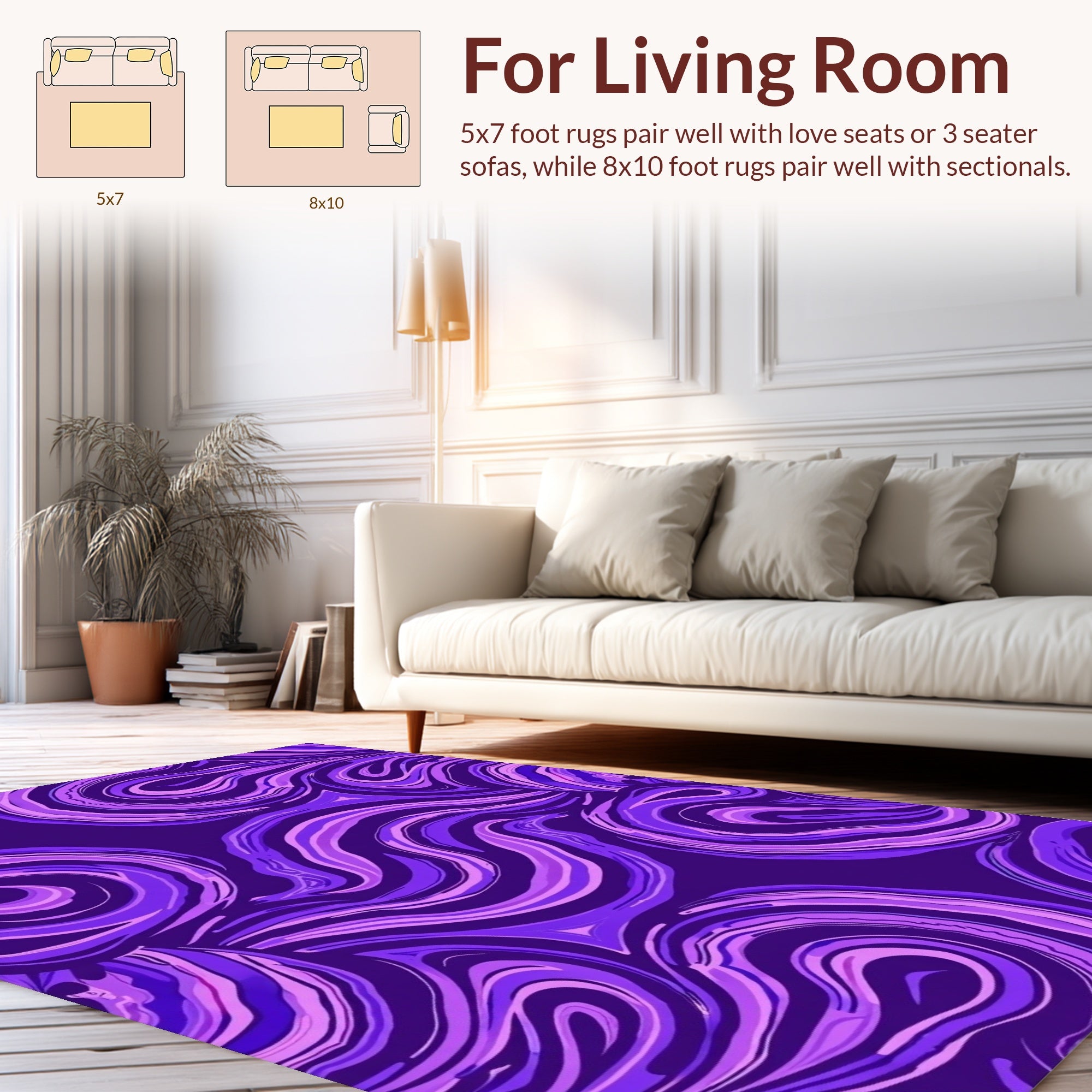 Abstract Swirls Purple Pattern Rug
