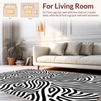 Bold Black White Swirl Pattern Rug