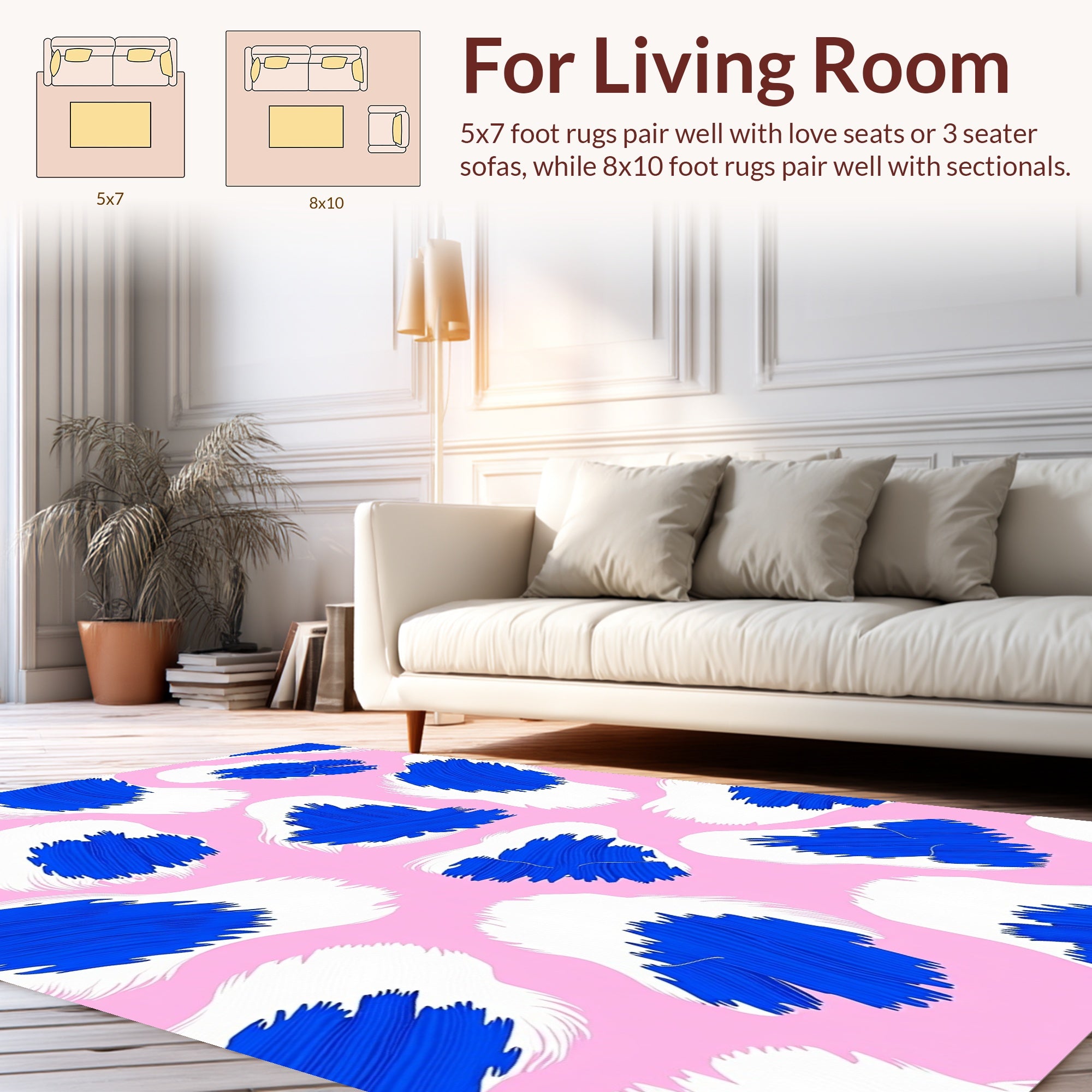 Brushstroke Blue Leopard Abstract Rug