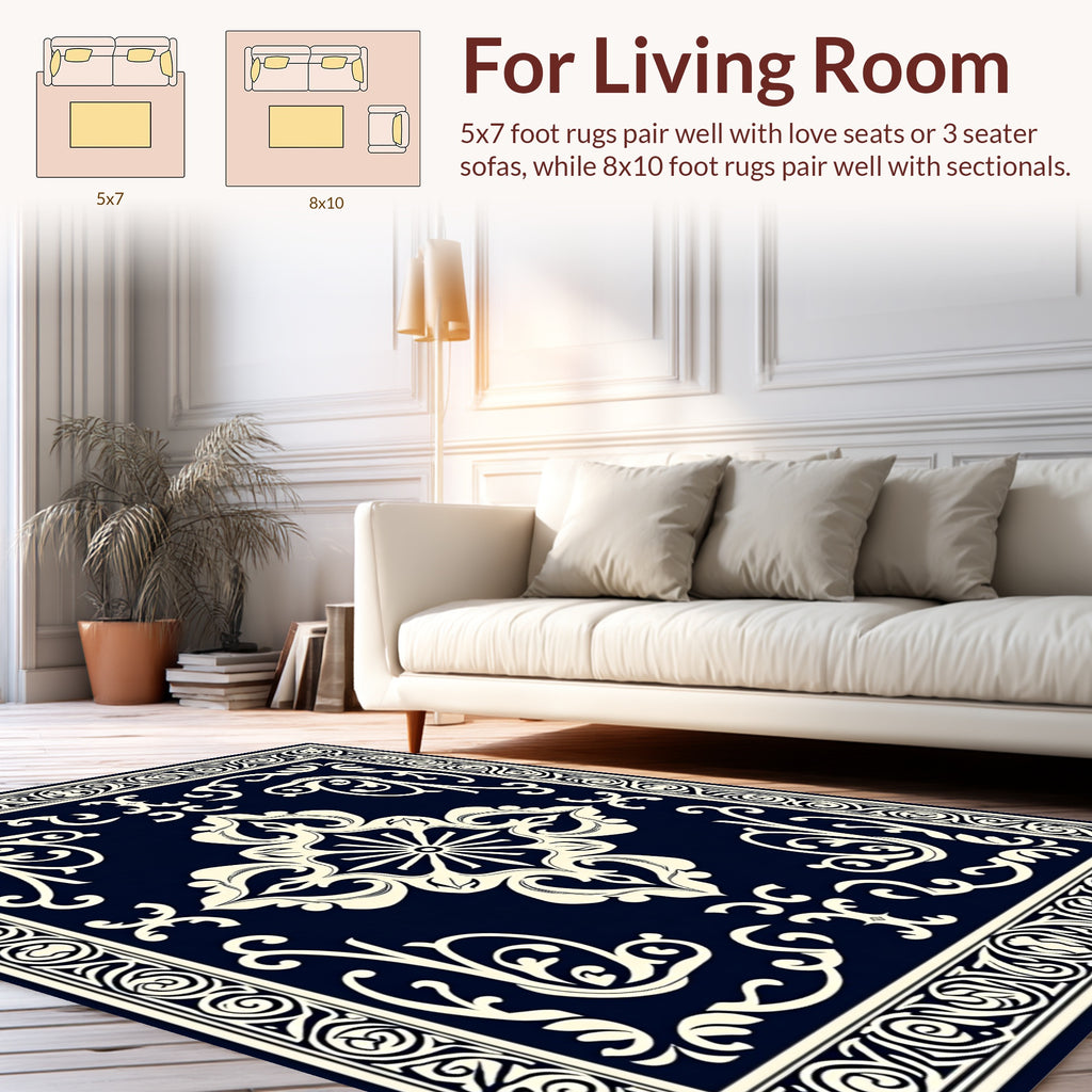 Intricate Floral Scrollwork Symmetry Rug
