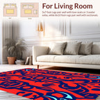 Bold Red and Blue Abstract Pattern Rug