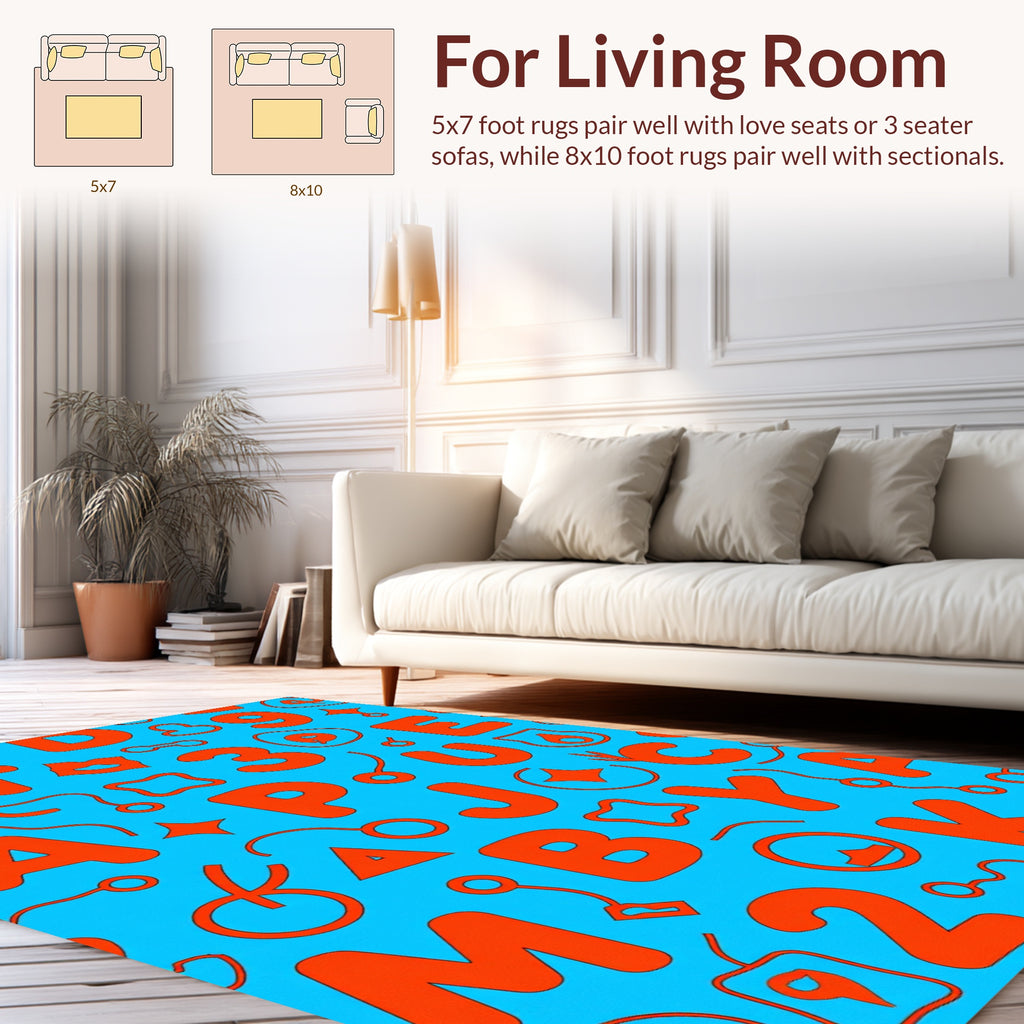 Fun Alphabet Number Playful Pattern Rug
