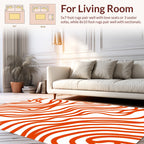 Orange Wavy Line Abstract Design Rug