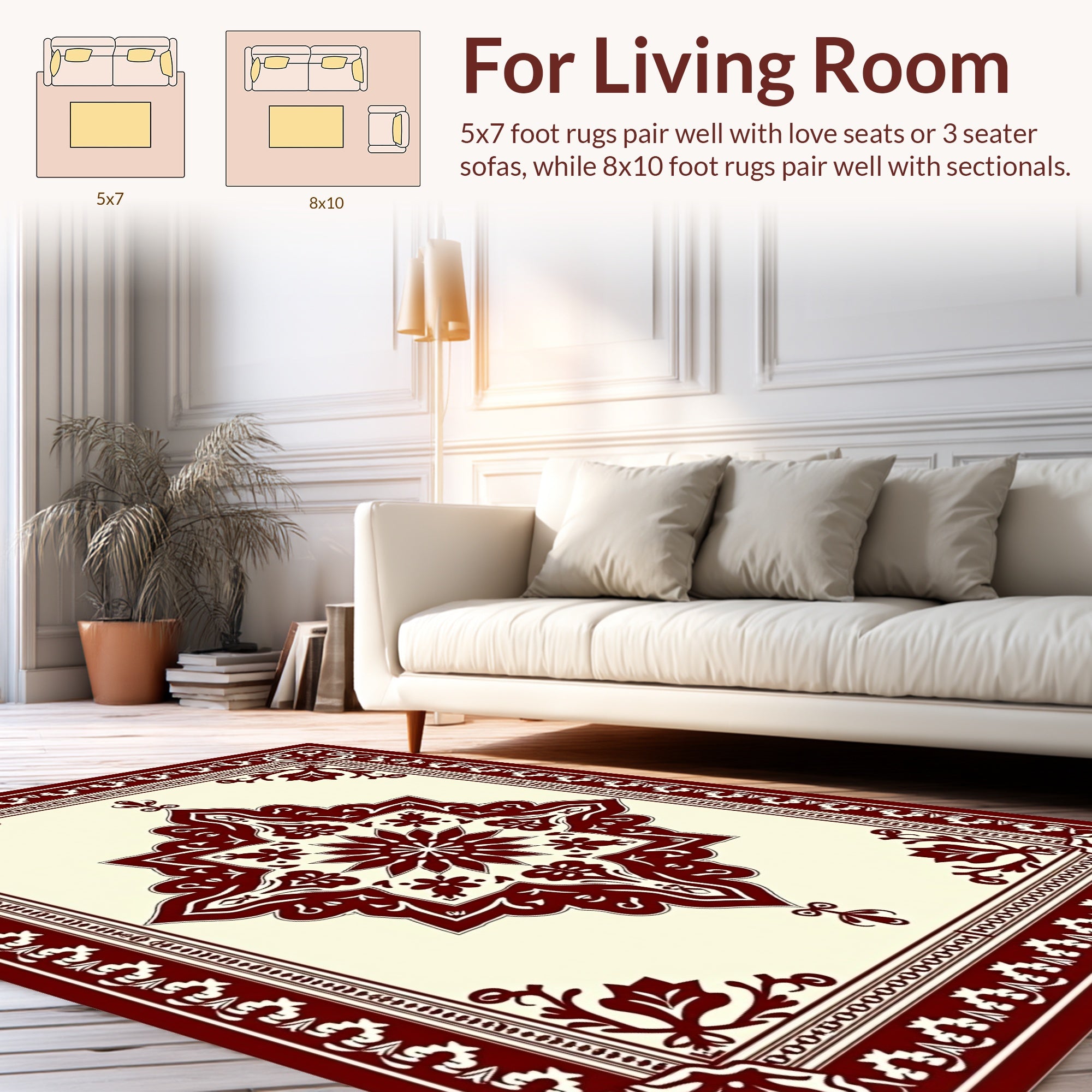Ornate Floral Medallion Border Design Rug