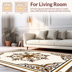 Ornate Golden Floral Medallion Rug