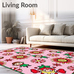 Whimsical Pink Elf Floral Collage Rug