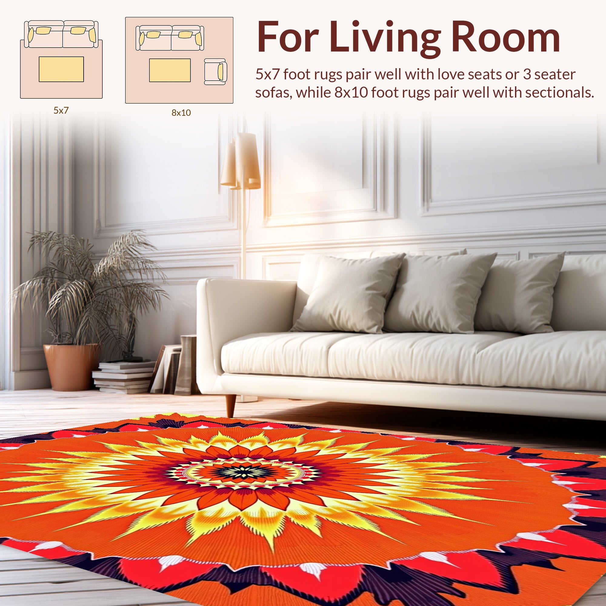 Radiant Floral Sunburst Mandala Rug