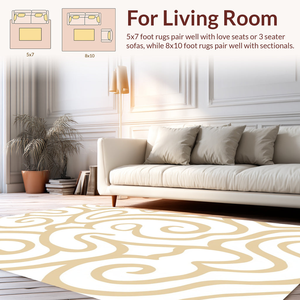 Abstract Swirl Pattern Beige Rug