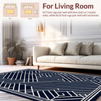 Structured Geometric White Lines Rug