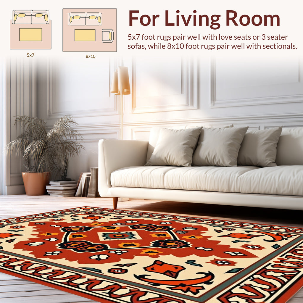 Intricate Red Floral Medallion Rug