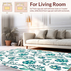 Teal Floral Vine Pattern Rug