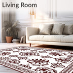 Dark Red Floral Medallion Harmony Rug