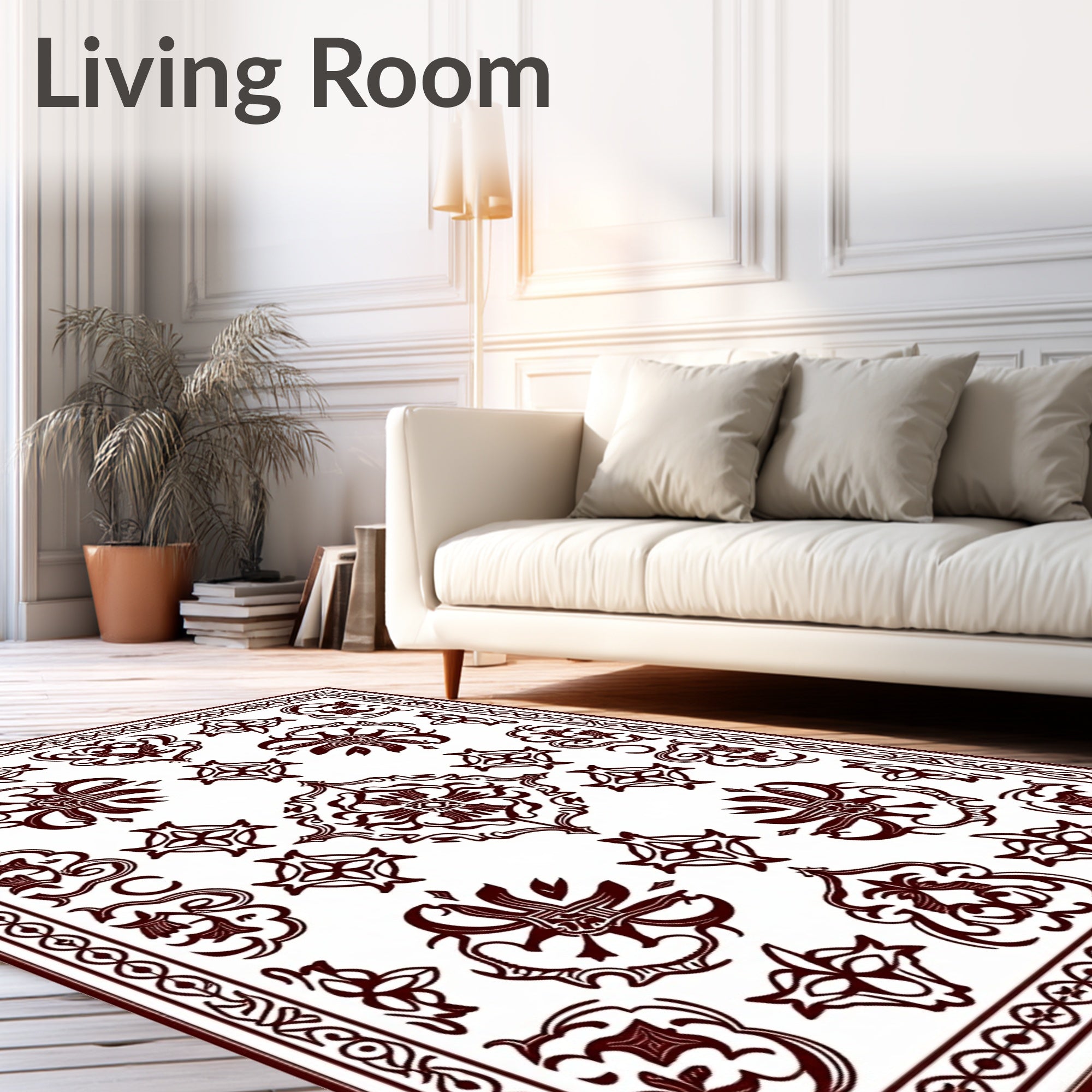 Dark Red Floral Medallion Harmony Rug