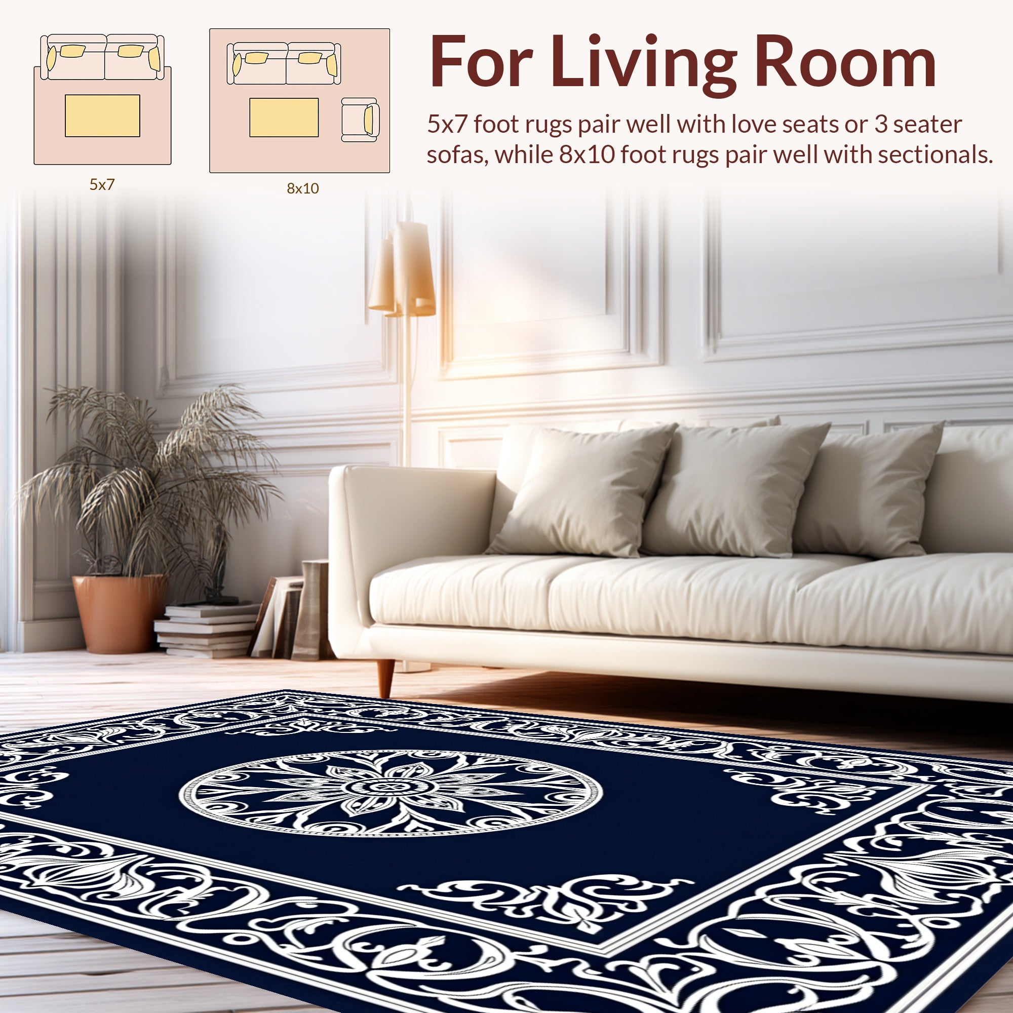 Intricate Floral Medallion Border Rug