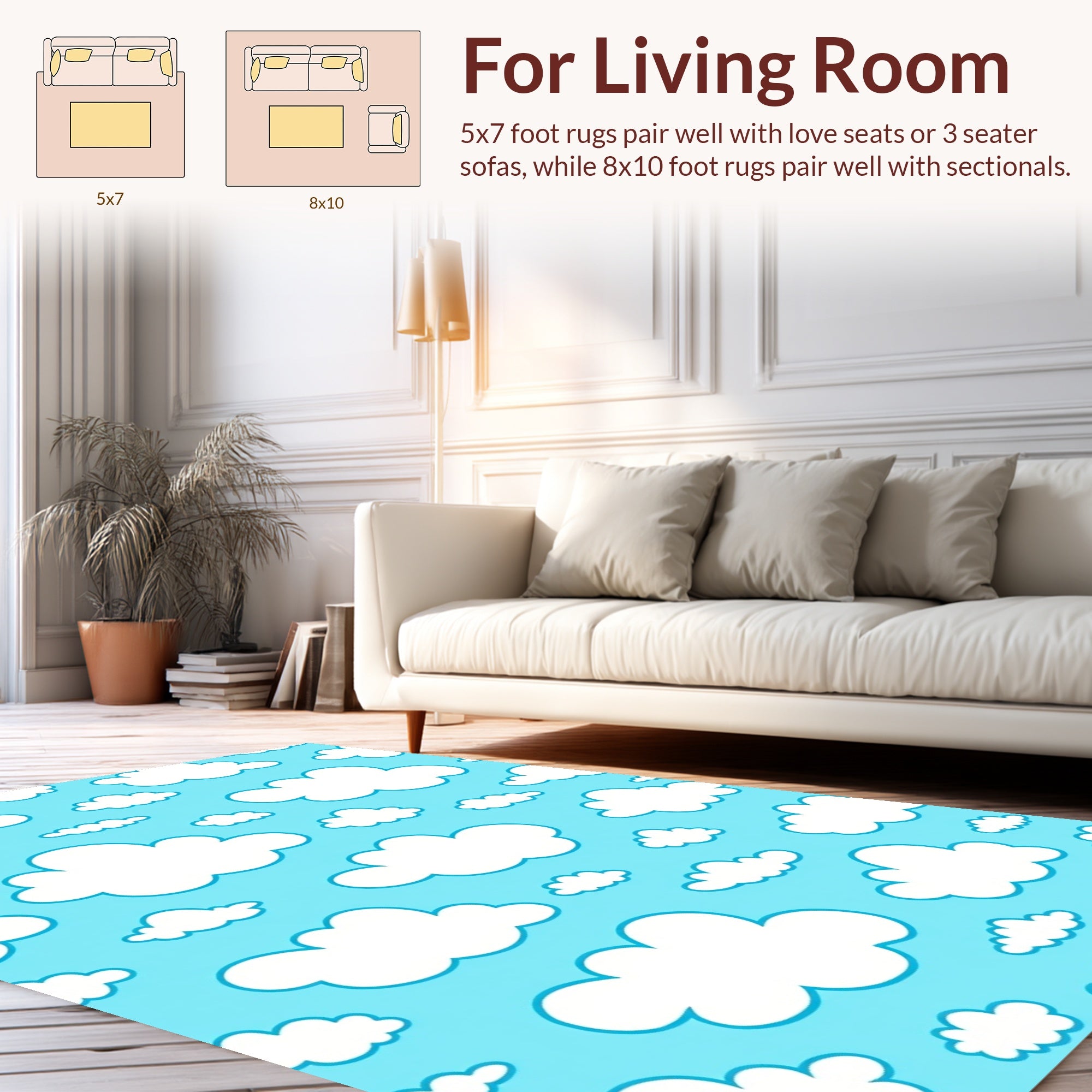 Whimsical Cloud Pattern For A Sky Rug