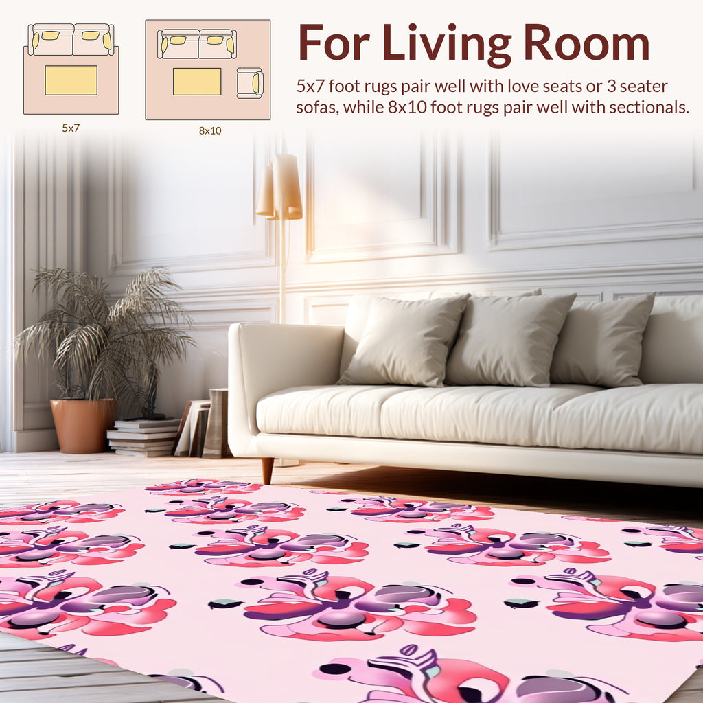 Abstract Pink Floral Swirls Pattern Rug