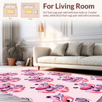 Abstract Pink Floral Swirls Pattern Rug