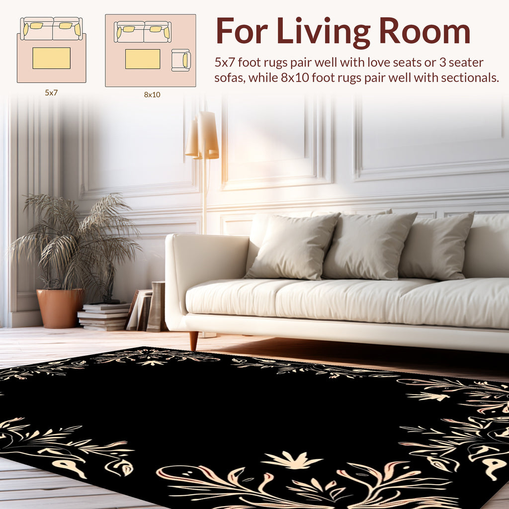 Ornate Floral Border Design Rug