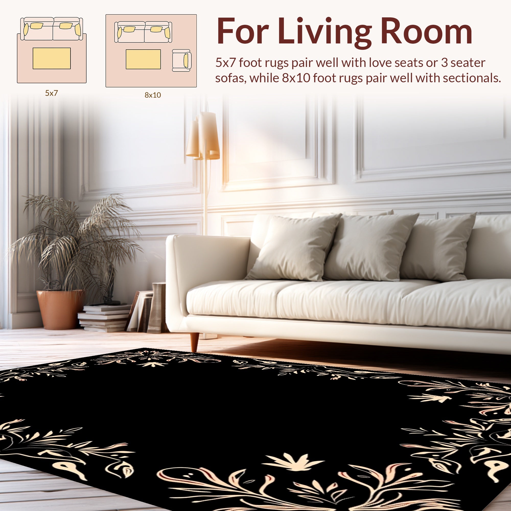 Ornate Floral Border Design Rug