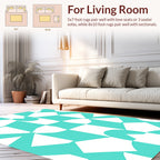 Geometric Aqua White Checkerboard Pattern Rug