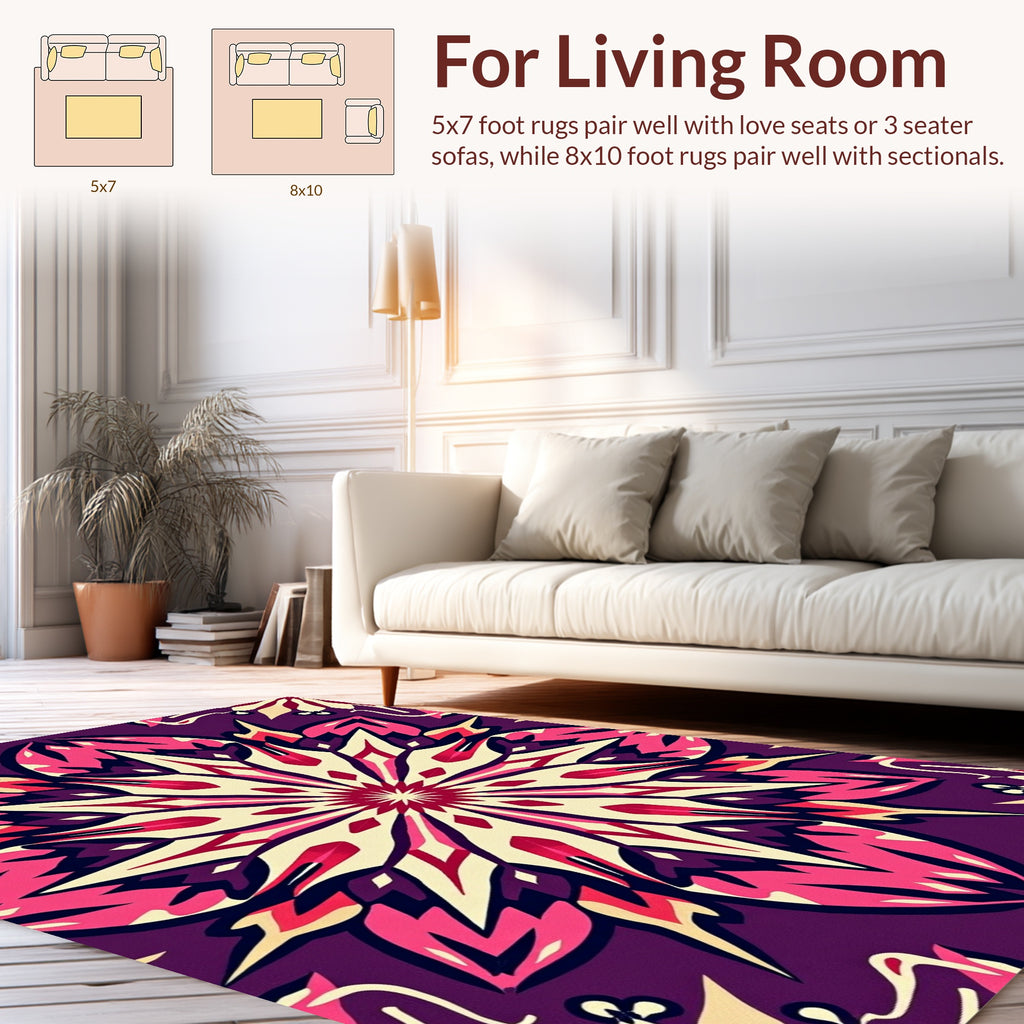 Radiant Pink Jewel Tone Mandala Rug