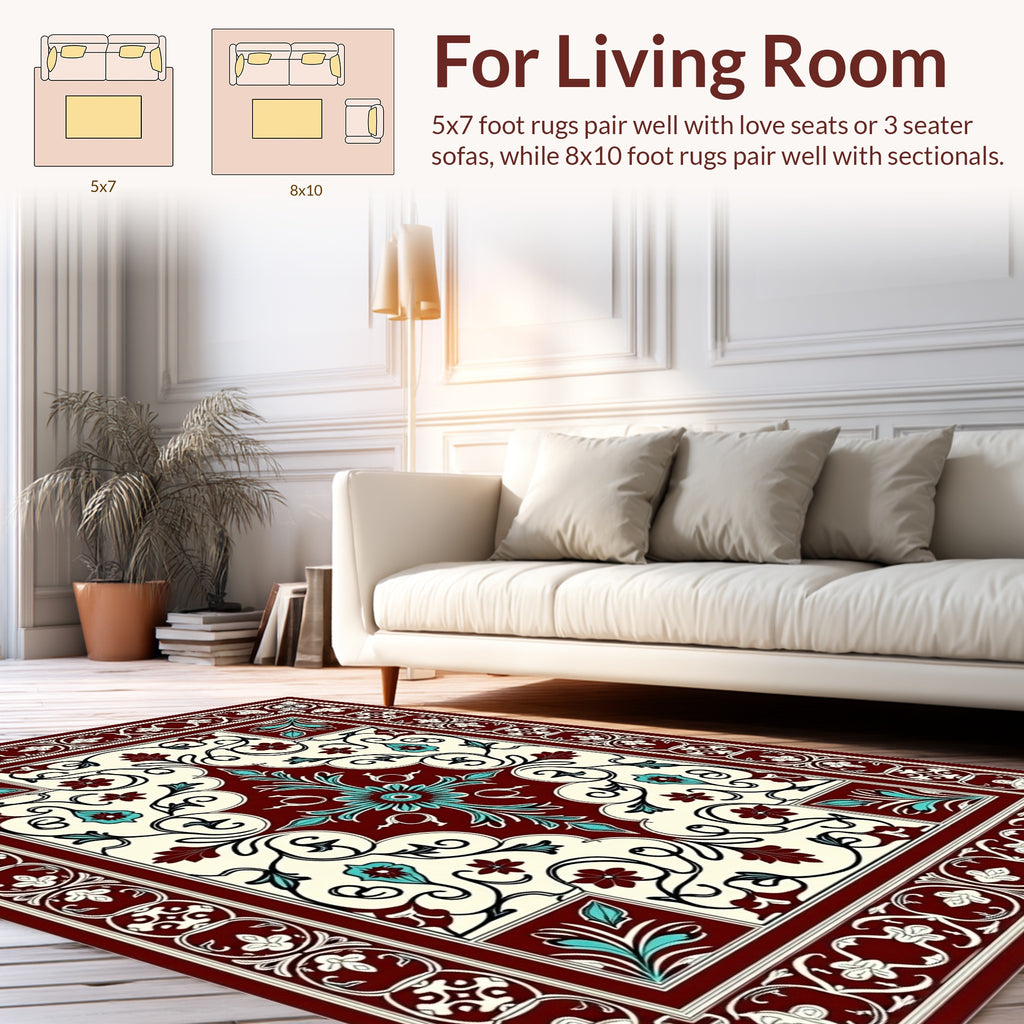 Ornate Floral Medallion Design Rug
