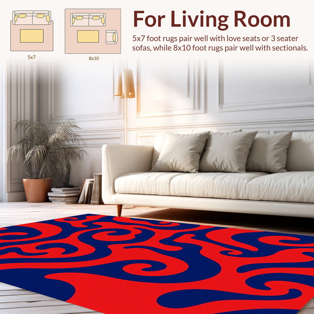Red and Blue Swirl Pattern Rug