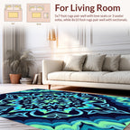 Ornate Aqua Teal Mandala Pattern Rug