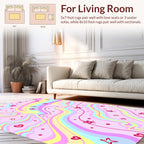 Pastel Rainbow Swirl Star Heart Rug