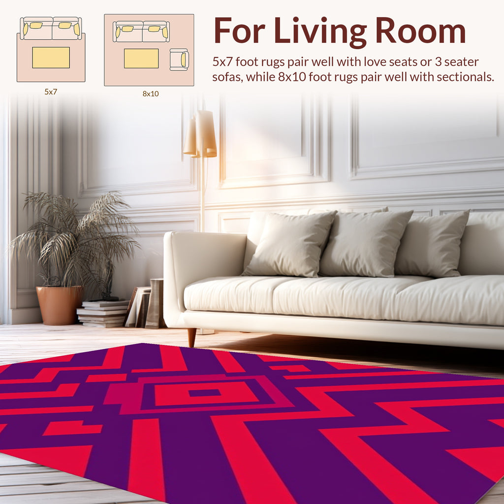 Vibrant Pink Purple Geometric Pattern Rug