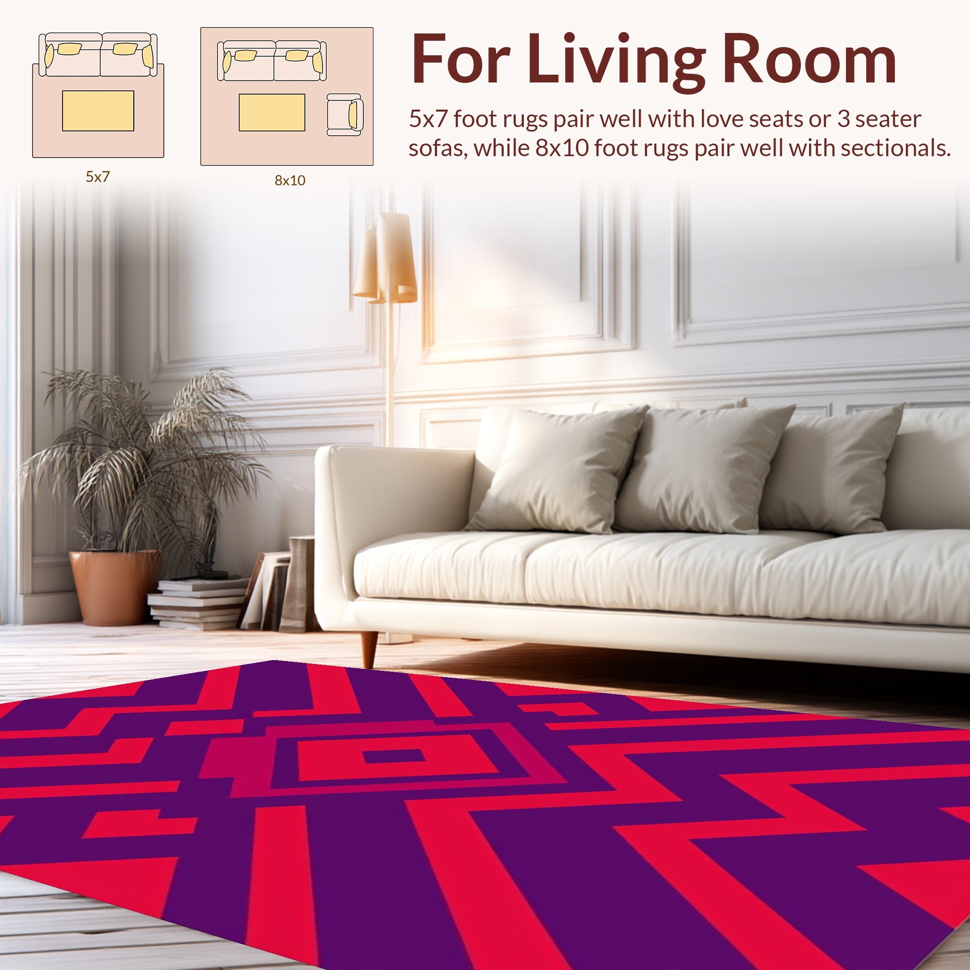 Vibrant Pink Purple Geometric Pattern Rug