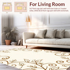 Ornate Brown Floral Scrollwork Design Rug