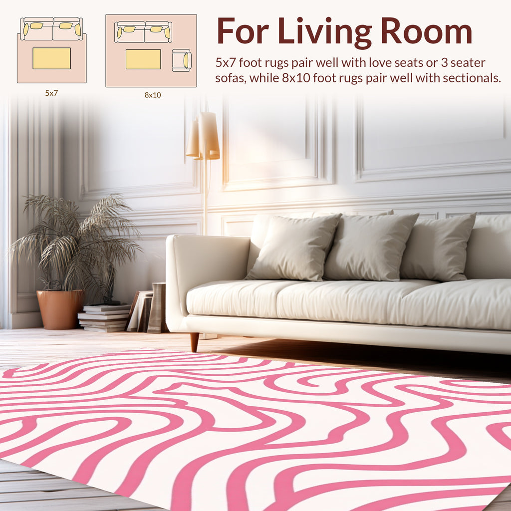 Pink Abstract Wavy Lines Rug