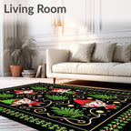 Joyful Elves Black Holiday Border Rug