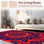 Ornate Red Blue Mandala Pattern Rug