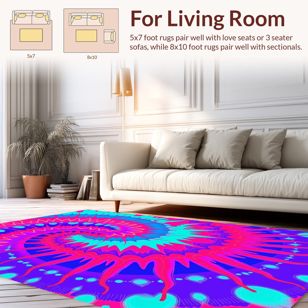 Vibrant Psychedelic Swirl Pattern Rug