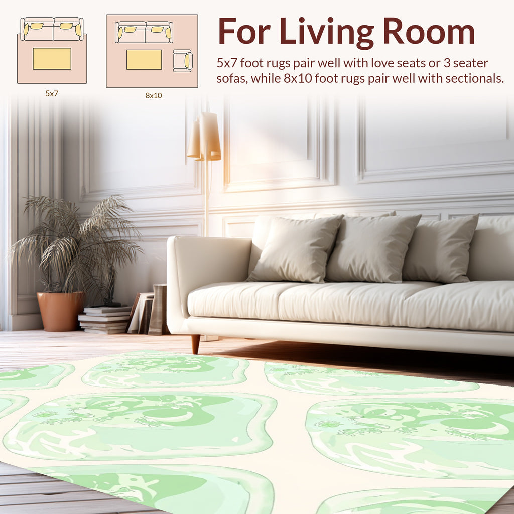 Abstract Green Organic Shapes Pattern Rug