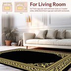 Elegant Ornate Gold Border Design Rug