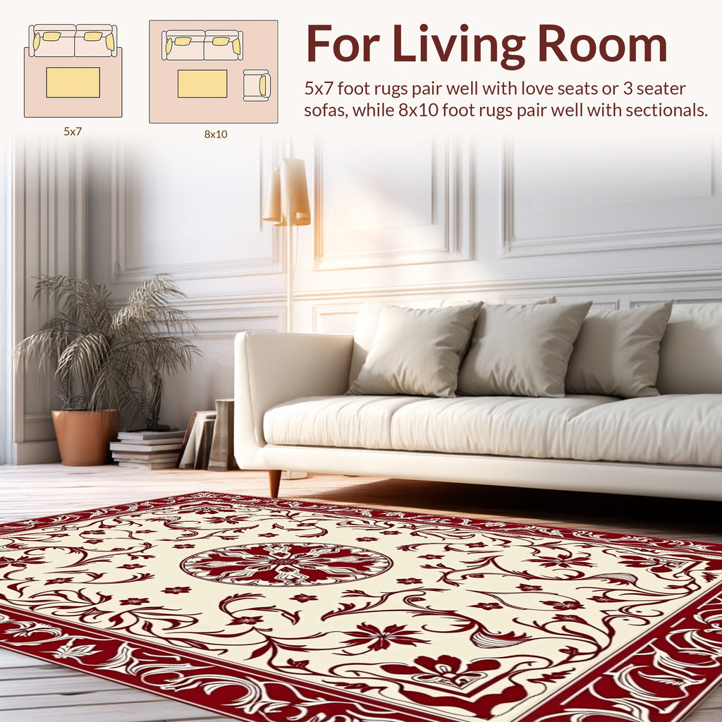 Ornate Floral Scrollwork Design Rug