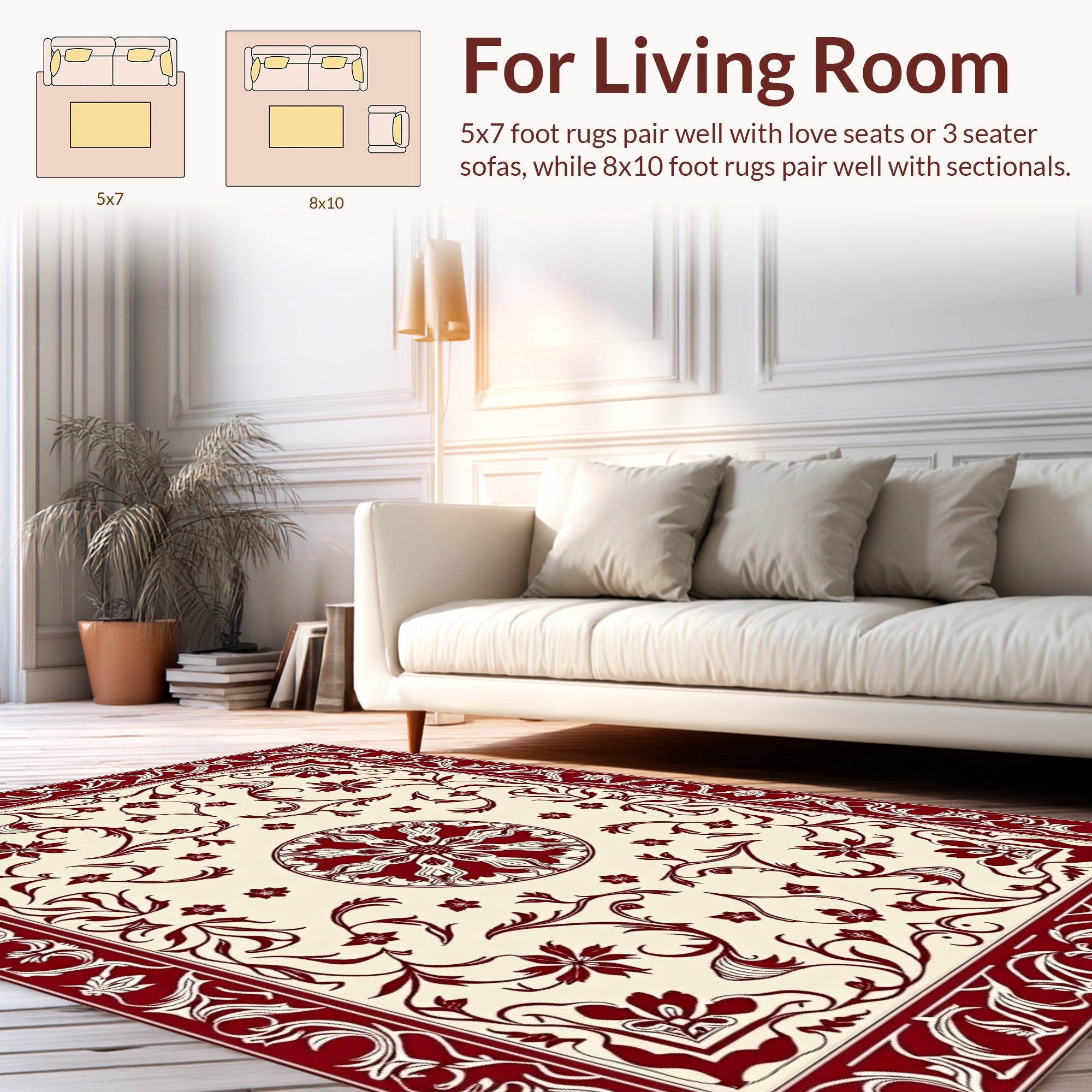 Ornate Floral Scrollwork Design Rug