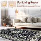 Classic Black Cream Floral Intricate Design Rug