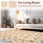 Whimsical Rainbow Flower Border Design Rug