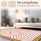Red Geometric Maze Pattern Rug