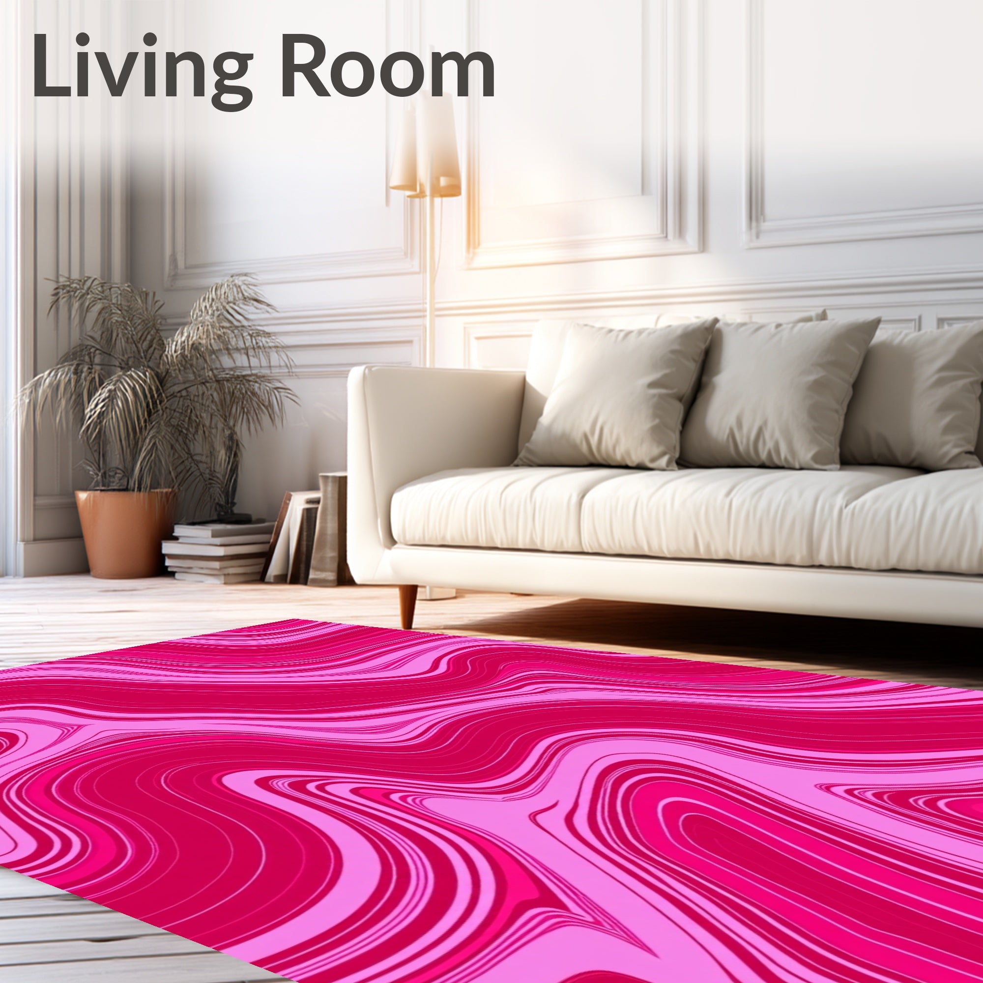 Bold Pink Swirl Abstract Pattern Rug