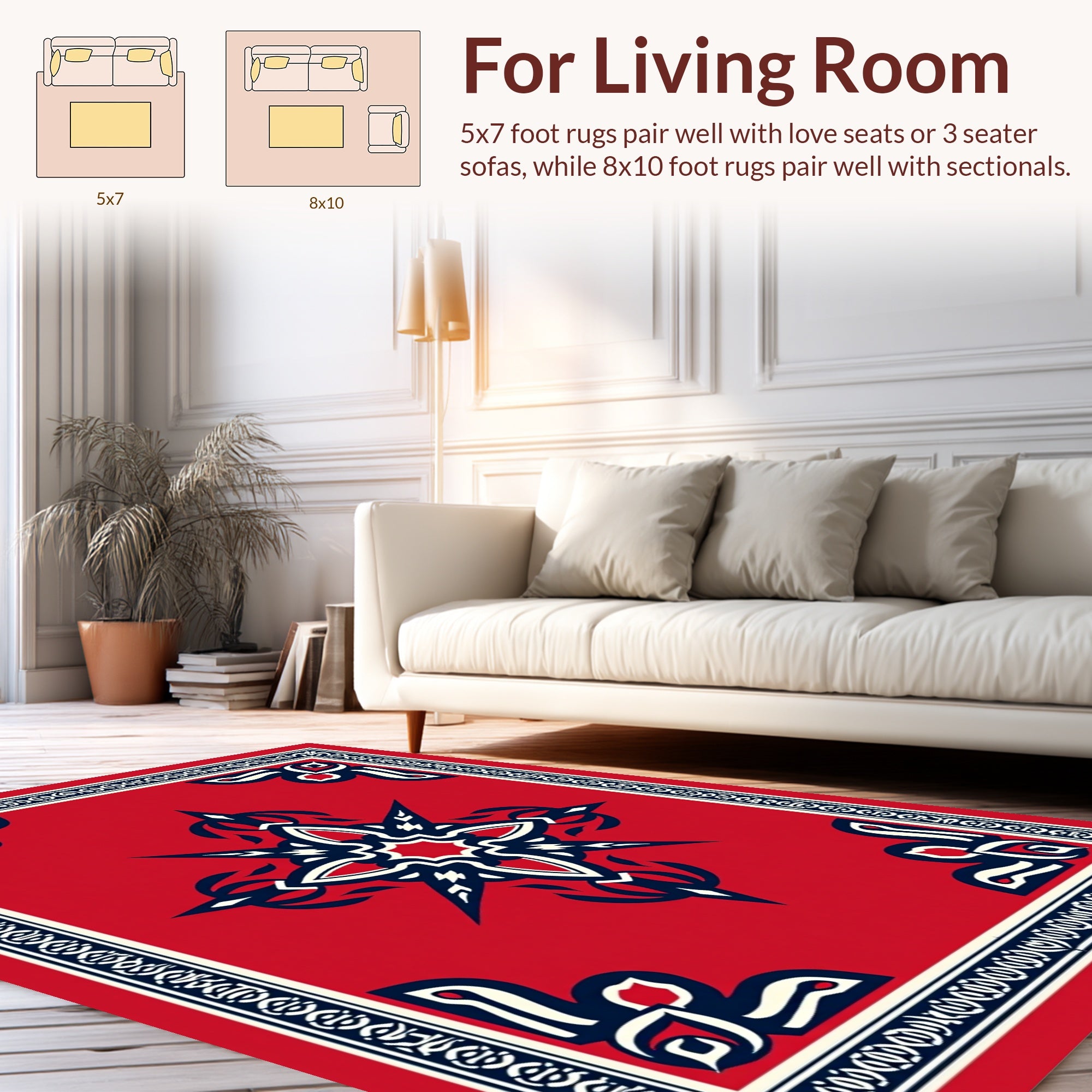 Crimson Starburst Geometric Pattern Rug
