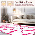 Hot Pink Geometric Chain Link Pattern Rug