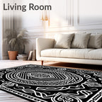 Monochromatic Abstract Geometric Mandala Design Rug