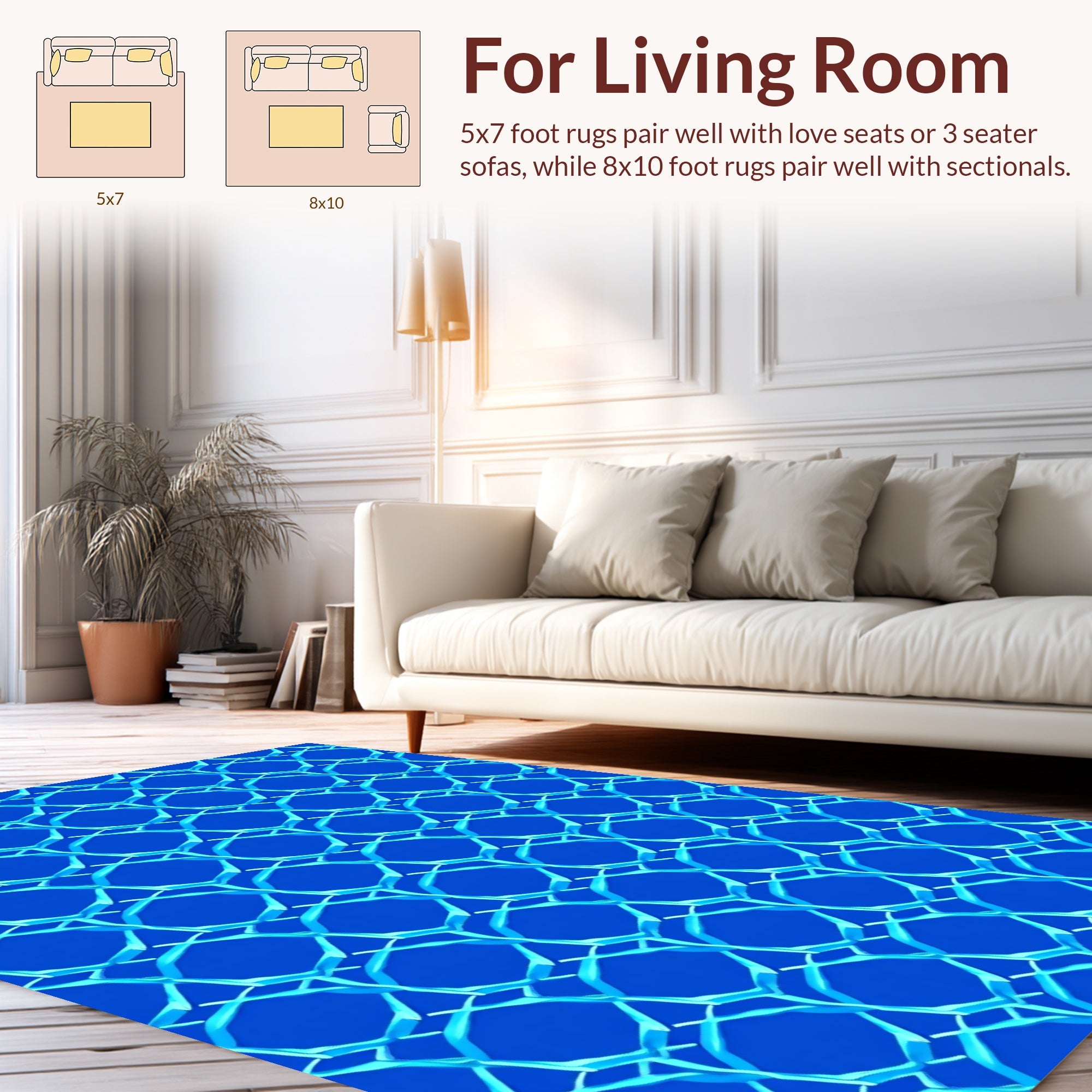 Geometric Blue Chain Mesh Rug