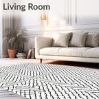 Monochrome Zigzag Interlocking Blocks Rug