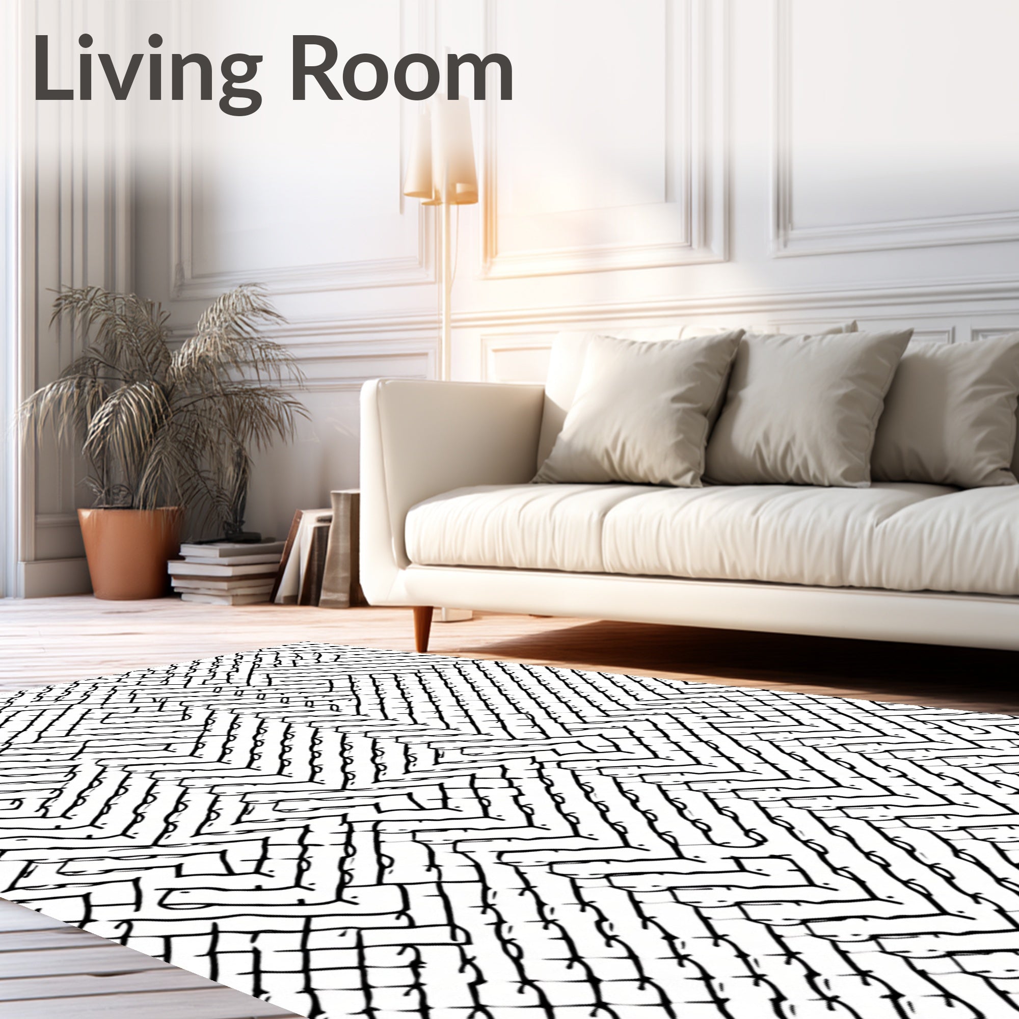 Monochrome Zigzag Interlocking Blocks Rug